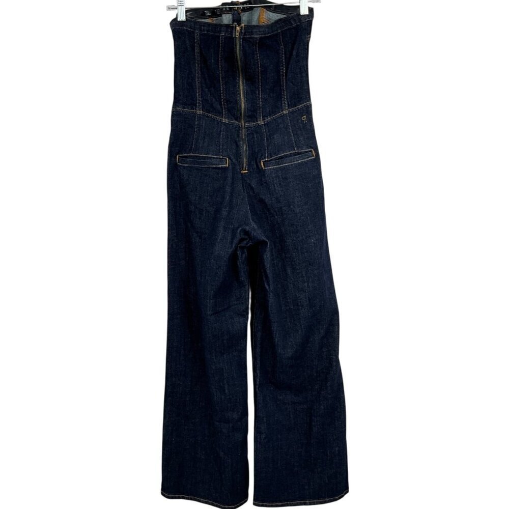 NWT Anthropologie Pilcro Strapless Denim Corset Jumpsuit Indigo Blue US Size 6 - Picture 6 of 10
